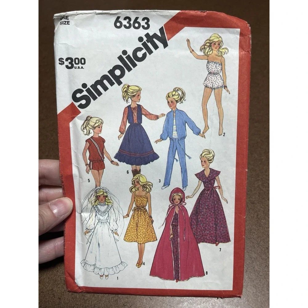 Simplicity 6363 Pattern Doll Clothes Size 11.5 And 12.5 Inch Dolls Like Barbie